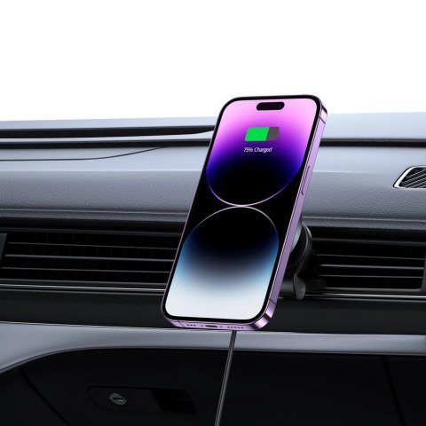 Uchwyt Tech-Protect MM15W-V5 samochodowy na telefon z ładowarką indukcyjną MagSafe 15W na kratkę nawiewu - czarny Uchwyt Tech-Protect MM15W-V5 samochodowy na telefon z ładowarką indukcyjną MagSafe 15W na kratkę nawiewu - czarny