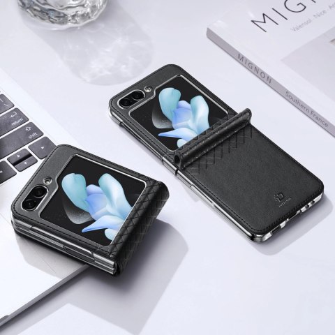 Etui Dux Ducis Bril skórzane na Samsung Galaxy Z Flip 5 5G - czarne Etui Dux Ducis Bril skórzane na Samsung Galaxy Z Flip 5 5G - czarne