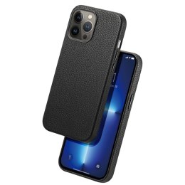 Dux Ducis Roma skórzane etui do iPhone 13 Pro Max elegancki pokrowiec z naturalnej skóry czarny