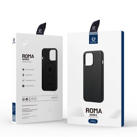 Dux Ducis Roma skórzane etui do iPhone 13 Pro Max elegancki pokrowiec z naturalnej skóry czarny Dux Ducis Roma skórzane etui do iPhone 13 Pro Max elegancki pokrowiec z naturalnej skóry czarny
