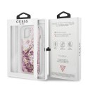 Etui Guess Peony Liquid Glitter na iPhone 13 mini - różowe