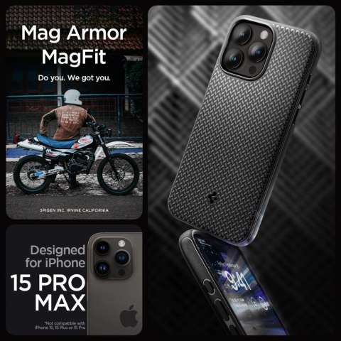 Etui Spigen Mag Armor z MagSafe na iPhone 15 Pro Max - czarny mat Etui Spigen Mag Armor z MagSafe na iPhone 15 Pro Max - czarny mat