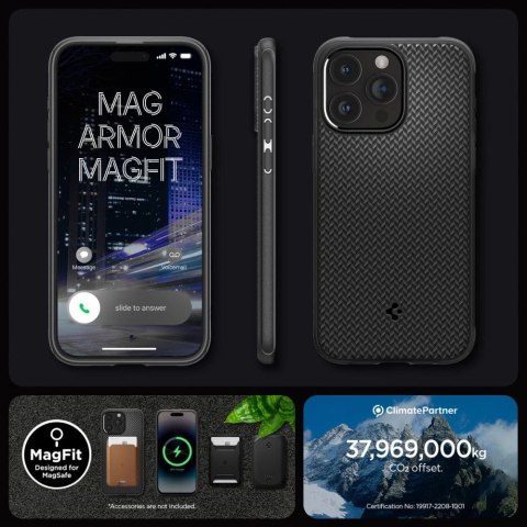 Etui Spigen Mag Armor z MagSafe na iPhone 15 Pro Max - czarny mat Etui Spigen Mag Armor z MagSafe na iPhone 15 Pro Max - czarny mat