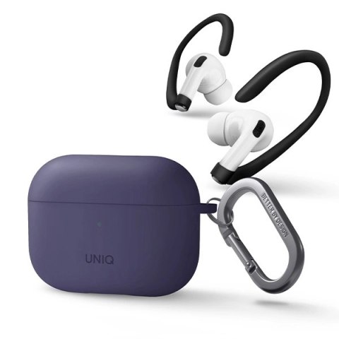 Etui Uniq Nexo na AirPods Pro 2 + haczyki na uszy - purpurowe Etui Uniq Nexo na AirPods Pro 2 + haczyki na uszy - purpurowe
