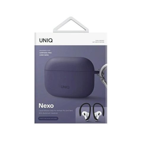 Etui Uniq Nexo na AirPods Pro 2 + haczyki na uszy - purpurowe Etui Uniq Nexo na AirPods Pro 2 + haczyki na uszy - purpurowe