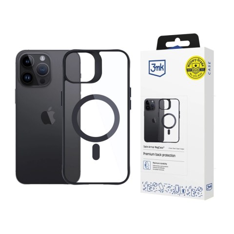 Etui 3mk Satin Armor MagCase z MagSafe na iPhone 14 Pro - przezroczyste z czarną ramką
