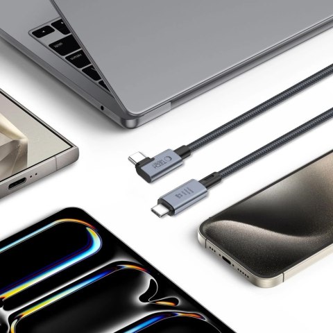 Kabel Tech-Protect UltraBoost Max L USB-C 4.0 (prosty) / USB-C 4.0 (kątowy) PD 240W 8K 40Gbps 1.5m - szary Kabel Tech-Protect UltraBoost Max L USB-C 4.0 (prosty) / USB-C 4.0 (kątowy) PD 240W 8K 40Gbps 1.5m - szary