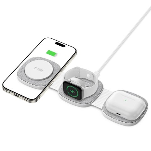 Ładowarka Tech-Protect QI15W-A32 indukcyjna 3w1 z MagSafe na smartfon / Apple Watch / AirPods - szara Ładowarka Tech-Protect QI15W-A32 indukcyjna 3w1 z MagSafe na smartfon / Apple Watch / AirPods - szara