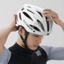 Kask rowerowy Rockbros z szybką, odpinane okulary z ochroną UV, unisex, błyszczący - biały