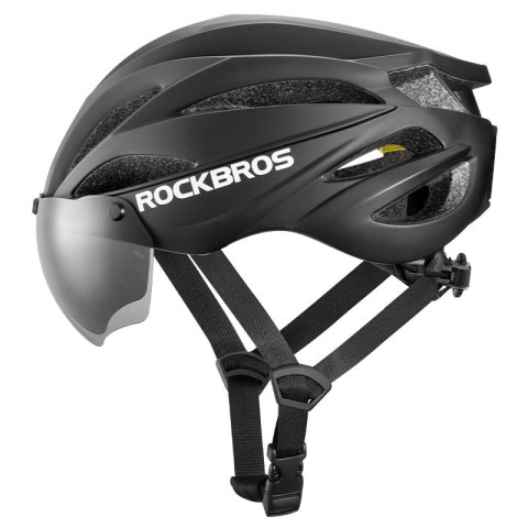 Kask rowerowy Rockbros z szybką, odpinane okulary z ochroną UV, unisex - czarny Kask rowerowy Rockbros z szybką, odpinane okulary z ochroną UV, unisex - czarny