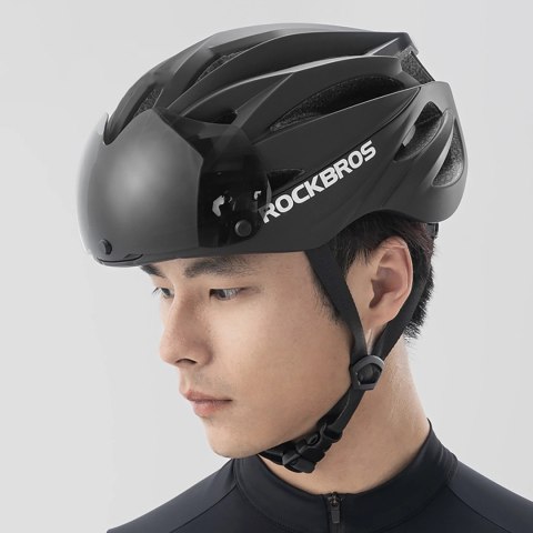 Kask rowerowy Rockbros z szybką, odpinane okulary z ochroną UV, unisex - czarny Kask rowerowy Rockbros z szybką, odpinane okulary z ochroną UV, unisex - czarny
