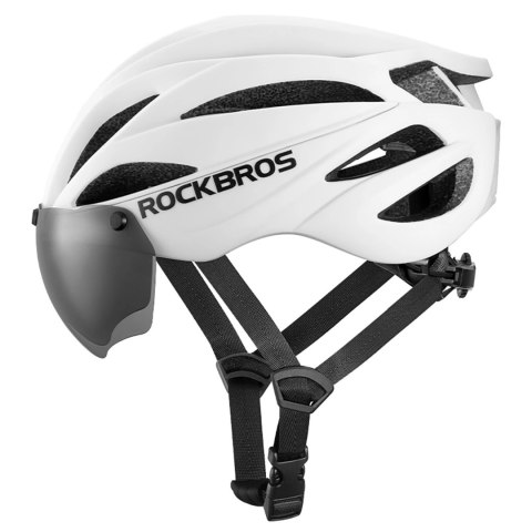 Kask rowerowy Rockbros z szybką, odpinane okulary z ochroną UV, unisex, matowy - biały Kask rowerowy Rockbros z szybką, odpinane okulary z ochroną UV, unisex, matowy - biały