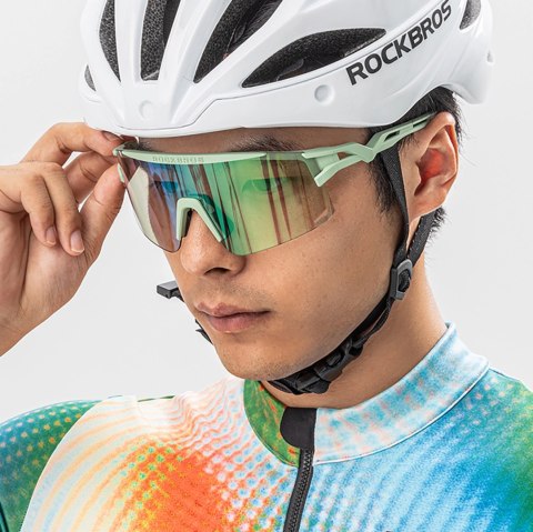 Okulary rowerowe Rockbros polaryzacyjne, z ochroną UV i wkładką korekcyjną - białe Okulary rowerowe Rockbros polaryzacyjne, z ochroną UV i wkładką korekcyjną - białe