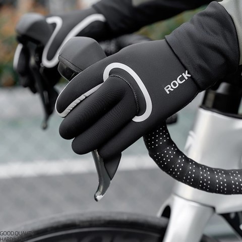 Rękawiczki rowerowe Rockbros pełne, wodoodporne, rozmiar: XXL - czarne Rękawiczki rowerowe Rockbros pełne, wodoodporne, rozmiar: XXL - czarne