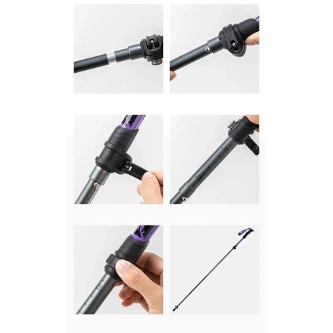 Kijki trekkingowe Qunature nordic walking aluminiowe 110 - 130 cm - fioletowe Kijki trekkingowe Qunature nordic walking aluminiowe 110 - 130 cm - fioletowe