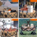 Wózek turystyczny Qunature składany, transportowy, ogrodowy, duże koła z blokadą - brązowy