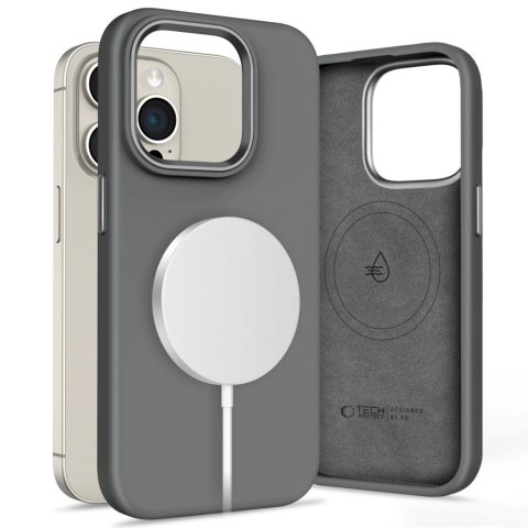 Etui Tech-Protect Silicone PUz MagSafe na iPhone 15 Pro - szare Etui Tech-Protect Silicone PUz MagSafe na iPhone 15 Pro - szare