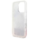 Etui Guess Liquid Glitter Flower MagSafe na iPhone 16 Pro - różowe
