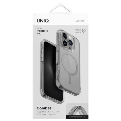 Etui UNIQ Combat Magclick Charging z MagSafe na iPhone 16 Pro - szare Etui UNIQ Combat Magclick Charging z MagSafe na iPhone 16 Pro - szare