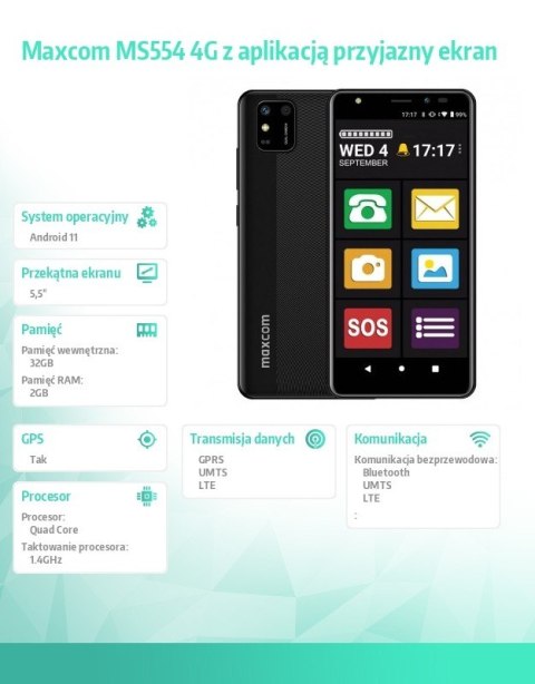 Smartfon MS 554 4G z aplikacją przyjazny ekran Smartfon MS 554 4G z aplikacją przyjazny ekran