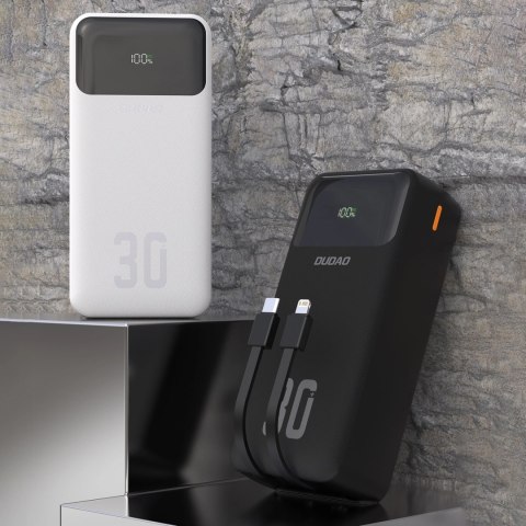 Powerbank Dudao K15MAX 30000mAh PD 22.5W z wbudowanymi kablami - czarny Powerbank Dudao K15MAX 30000mAh PD 22.5W z wbudowanymi kablami - czarny