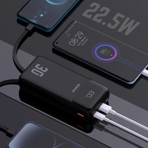 Powerbank Dudao K15MAX 30000mAh PD 22.5W z wbudowanymi kablami - czarny Powerbank Dudao K15MAX 30000mAh PD 22.5W z wbudowanymi kablami - czarny
