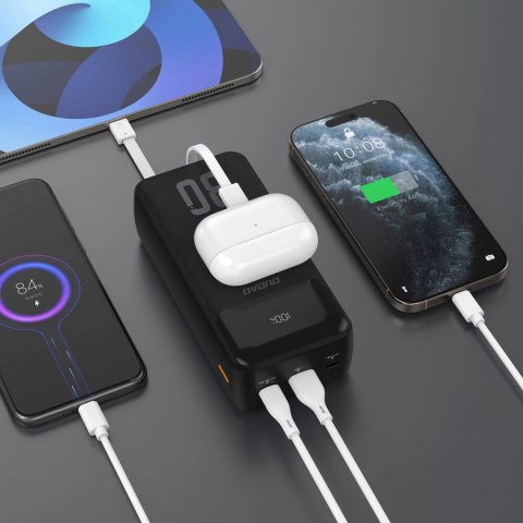 Powerbank Dudao K15MAX 30000mAh PD 22.5W z wbudowanymi kablami - czarny Powerbank Dudao K15MAX 30000mAh PD 22.5W z wbudowanymi kablami - czarny