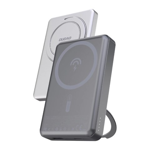Powerbank Dudao K28 10000mAh PD 22.5W z MagSafe z metalową obudową i pierścieniem-podstawką - srebrny Powerbank Dudao K28 10000mAh PD 22.5W z MagSafe z metalową obudową i pierścieniem-podstawką - srebrny