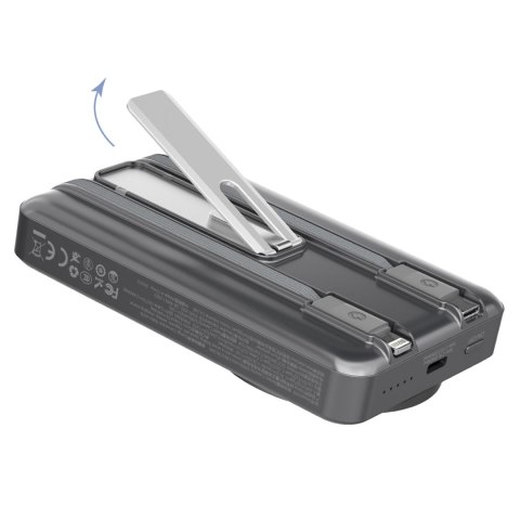 Powerbank Dudao K29 10000mAh PD 20W z MagSafe z metalową obudową, podstawką i wbudowanymi kablami USB-C/Lightning - srebrny Powerbank Dudao K29 10000mAh PD 20W z MagSafe z metalową obudową, podstawką i wbudowanymi kablami USB-C/Lightning - srebrny