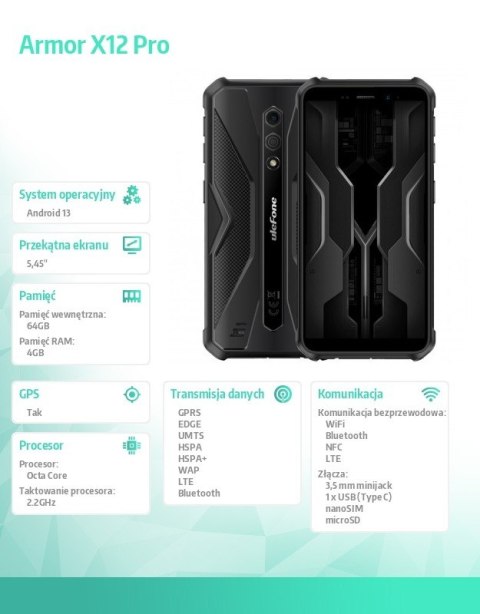 Smartfone Armor X12 Pro 4/64GB Czarny Smartfone Armor X12 Pro 4/64GB Czarny