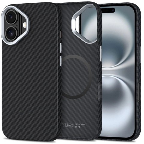 Etui Tech-Protect Ion Carbon MagSafe na iPhone 16 - czarno-szare Etui Tech-Protect Ion Carbon MagSafe na iPhone 16 - czarno-szare