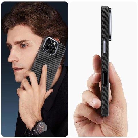 Etui Tech-Protect Ion Carbon MagSafe na iPhone 16 - czarno-szare Etui Tech-Protect Ion Carbon MagSafe na iPhone 16 - czarno-szare