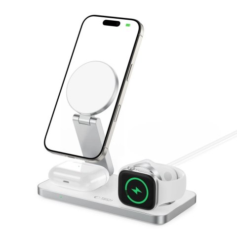 Ładowarka indukcyjna Tech-Protect QI15W-A47 MagSafe 3w1 + kabel USB-C - biała Ładowarka indukcyjna Tech-Protect QI15W-A47 MagSafe 3w1 + kabel USB-C - biała