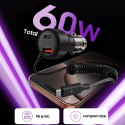 Ładowarka samochodowa CC05 2-porty PD60 W + kabel USB-C - czarna