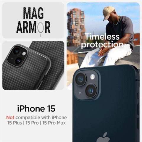 Etui Spigen Mag Armor MagSafe na iPhone 15 - czarny mat Etui Spigen Mag Armor MagSafe na iPhone 15 - czarny mat