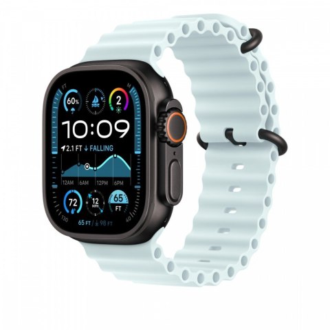 Pasek Ocean w kolorze mroźnego błękitu do koperty 49 mm - elementy z tytanu w kolorze czarnym Pasek Ocean w kolorze mroźnego błękitu do koperty 49 mm - elementy z tytanu w kolorze czarnym