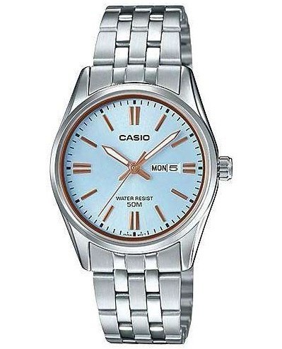 CASIO COLLECTION Mod. LADY DAY & DATE - LIGHT BLUE, BRONZE INDEXES