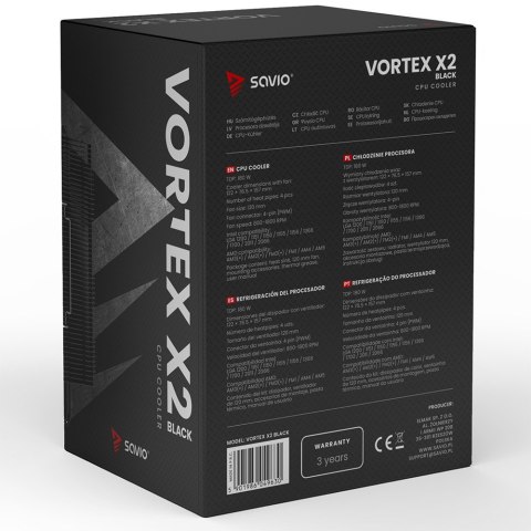 Chłodzenie procesora CPU Vortex X2 Black Chłodzenie procesora CPU Vortex X2 Black