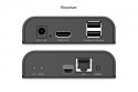 Przedłużacz (extender) po skrętce kat.6 HDMI 4K/60Hz z KVM USB 2.0 przez IP 1G lub do 120m/200m, max. 253 odbiorniki, ekran doty