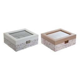 Box for watches DKD Home Decor Blue Light Pink Crystal 22,5 x 19,5 x 9,5 cm (2 Units)