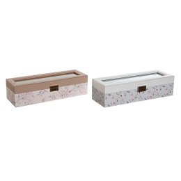 Box for watches DKD Home Decor Blue Light Pink Crystal 33 x 11 x 9 cm (2 Units)