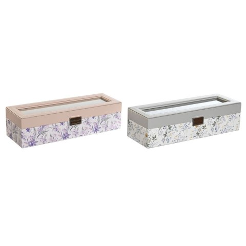 Box for watches DKD Home Decor White Grey Lilac Light Pink Crystal 33 x 11 x 9 cm (2 Units) Box for watches DKD Home Decor White Grey Lilac Light Pink Crystal 33 x 11 x 9 cm (2 Units)