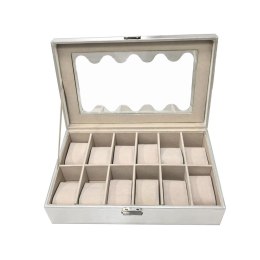 Box for watches Versa White Polyurethane Paper Mirror MDF Wood 20 x 8,5 x 32,5 cm