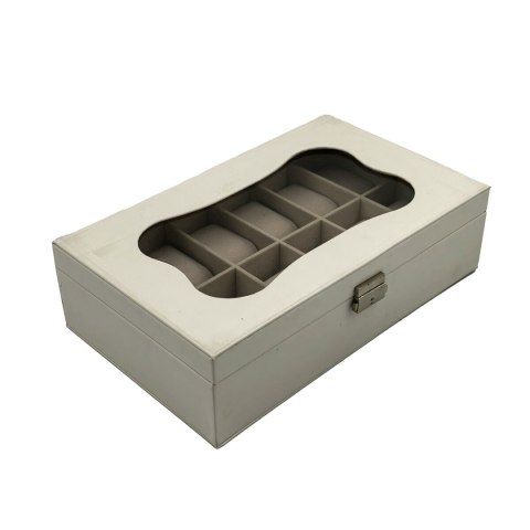 Box for watches Versa White Polyurethane Paper Mirror MDF Wood 20 x 8,5 x 32,5 cm Box for watches Versa White Polyurethane Paper Mirror MDF Wood 20 x 8,5 x 32,5 cm