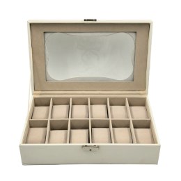 Box for watches Versa White Polyurethane Paper Mirror MDF Wood 20 x 8,5 x 32,5 cm