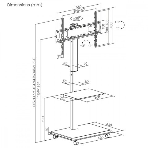 Stand dla TV, ER-304B Stand dla TV, ER-304B