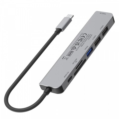 HUB USB-C 7w1 Aluminium PD 100W ; 5 Gbps ; HDMI 4K HUB USB-C 7w1 Aluminium PD 100W ; 5 Gbps ; HDMI 4K