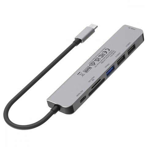 HUB USB-C 7w1 Aluminium PD 100W ; 5 Gbps ; HDMI 4K HUB USB-C 7w1 Aluminium PD 100W ; 5 Gbps ; HDMI 4K