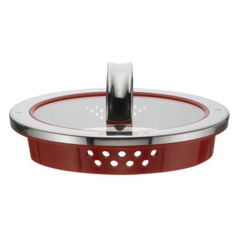 Garnek okrągły WMF czerwony, stal nierdzewna, szkło, 16 cm Garnek okrągły WMF czerwony, stal nierdzewna, szkło, 16 cm