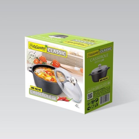 Garnek z pokrywką 24 cm, 4,0 l MR-4624C MAESTRO Garnek z pokrywką 24 cm, 4,0 l MR-4624C MAESTRO